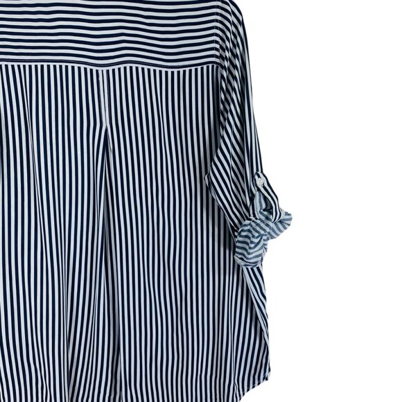 plus SZ  Button Down Roll-up 3/4 Sleeves Lapel Collar Shirt  sz 1X Velvet Heart - Picture 10 of 15